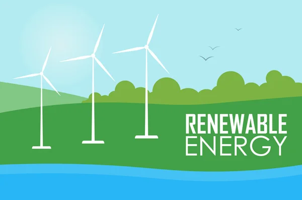 再生可能エネルギー。風力発電用タービン — ストックベクタ