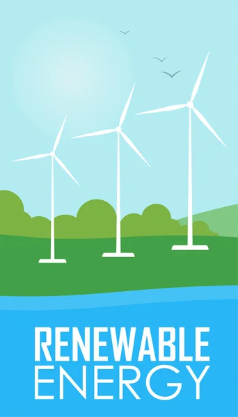Energía renovable. Turbinas generadoras eólicas — Archivo Imágenes Vectoriales