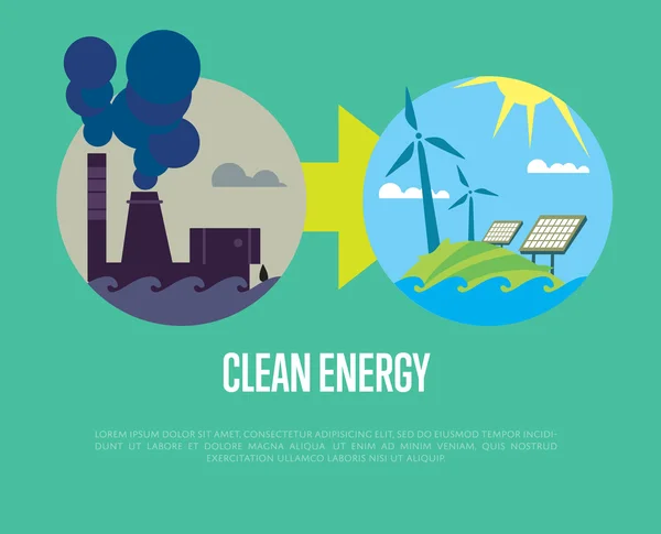 Evolution from industrial pollution to eco energy — Stock Vector