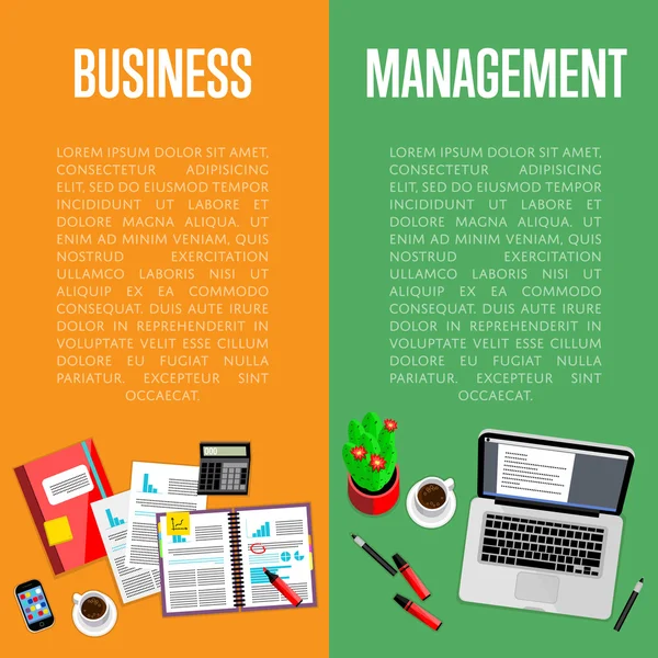 Business management flygblad. Ovanifrån arbetsyta — Stock vektor