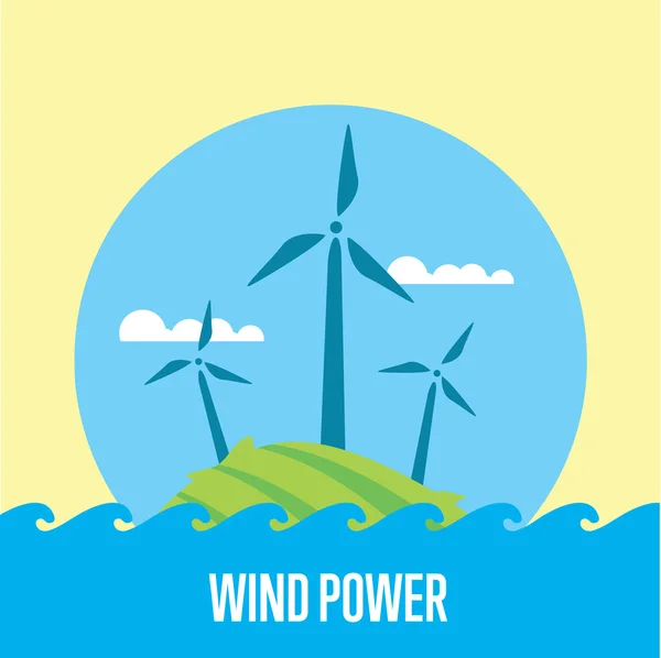 Wind power banner. Eco energy generation — Stockvector