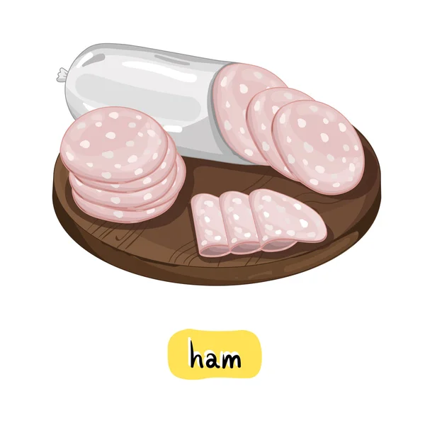 Ham on white background. — Stock Vector