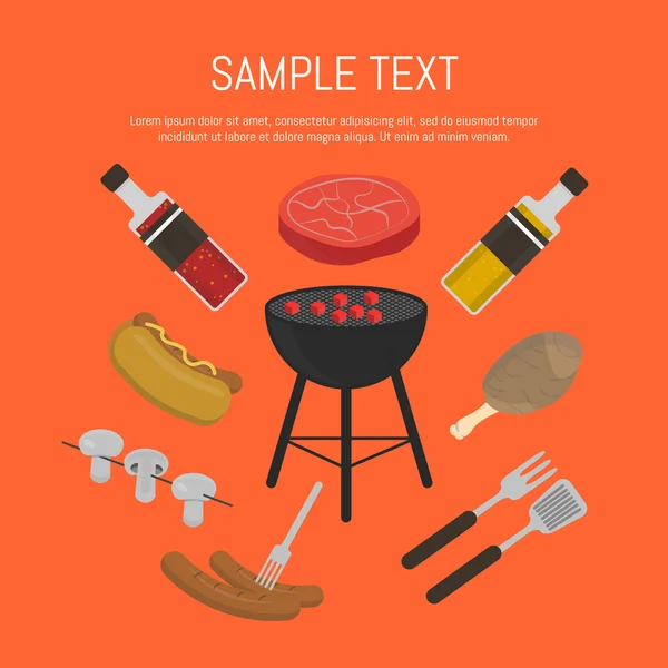 Barbecue grill card, design template. — Διανυσματικό Αρχείο