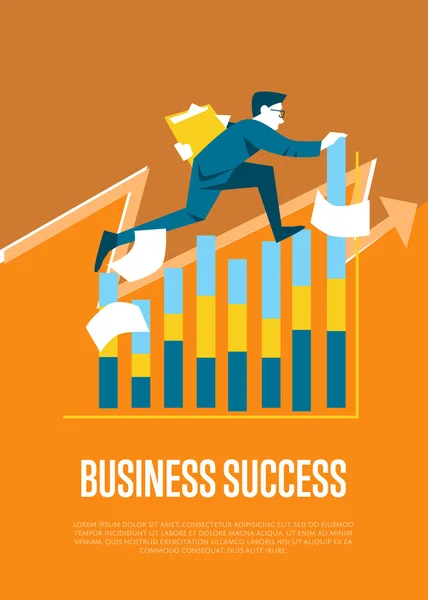 Baner sukcesu biznesowego z biznesmenem — Wektor stockowy