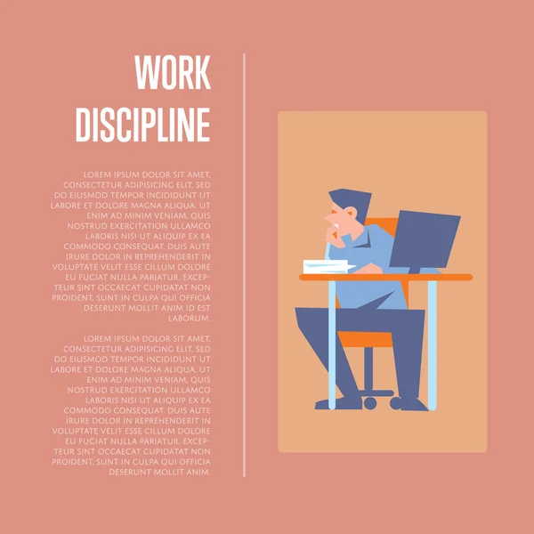 Work discipline banner with employee — Stock vektor