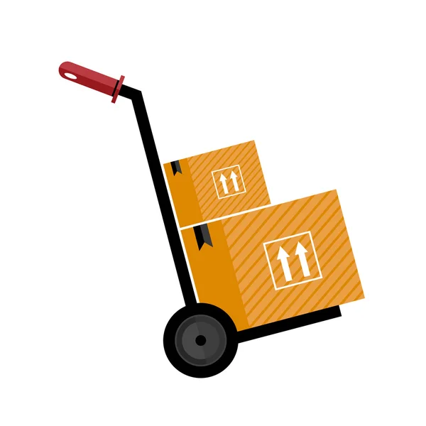 Trolley with boxes icon — Stock Vector