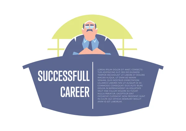 Succesvolle carrière banner met grote baas — Stockvector