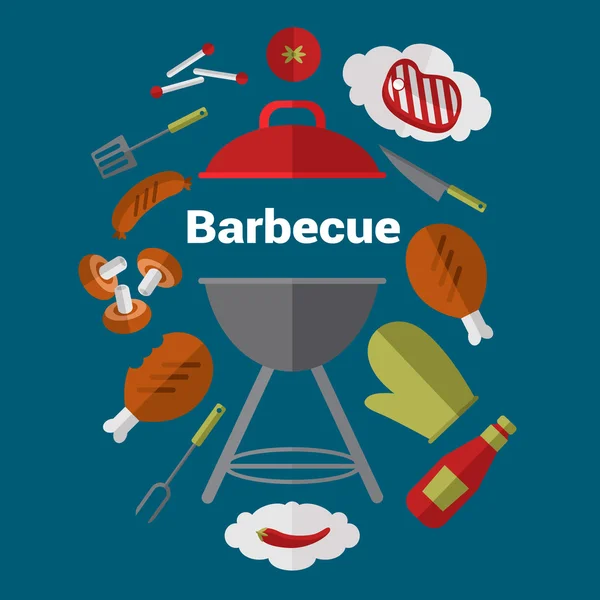 Barbecue card, modello di design . — Vettoriale Stock