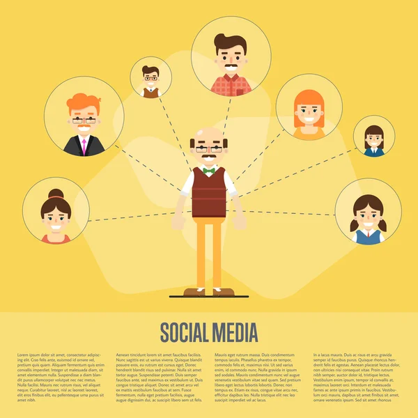 Sociální média banner s připojených lidí — Stockový vektor