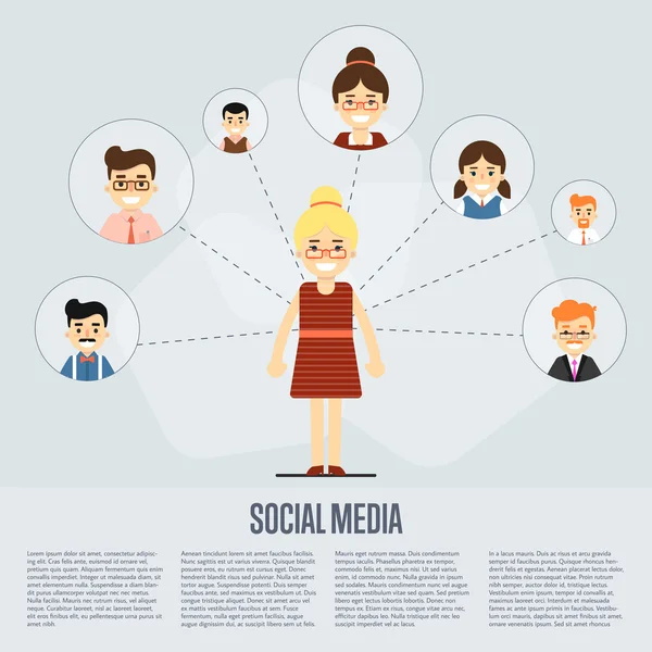 Social media banner with connected people — Stock Vector