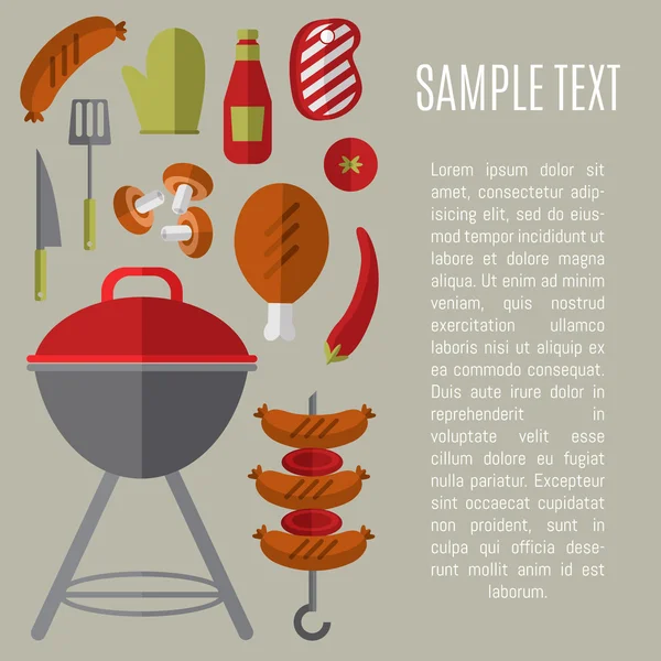 Barbecue grill card, design template. — Stock vektor