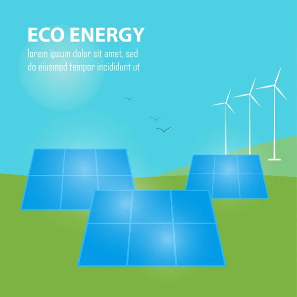 Eco house banner. Sun and wind energy generation Stock Vector Image by