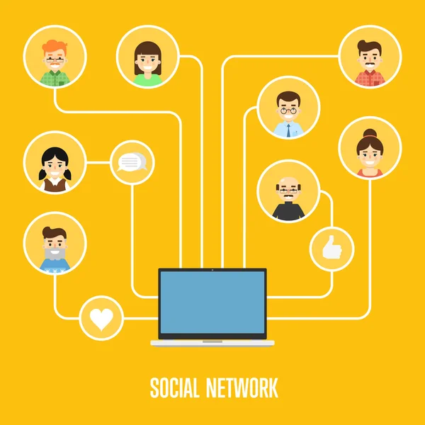 Social network banner with connected people — Stock Vector