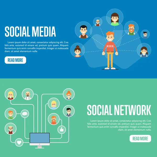 Modèles de site Web de réseaux de médias sociaux — Image vectorielle