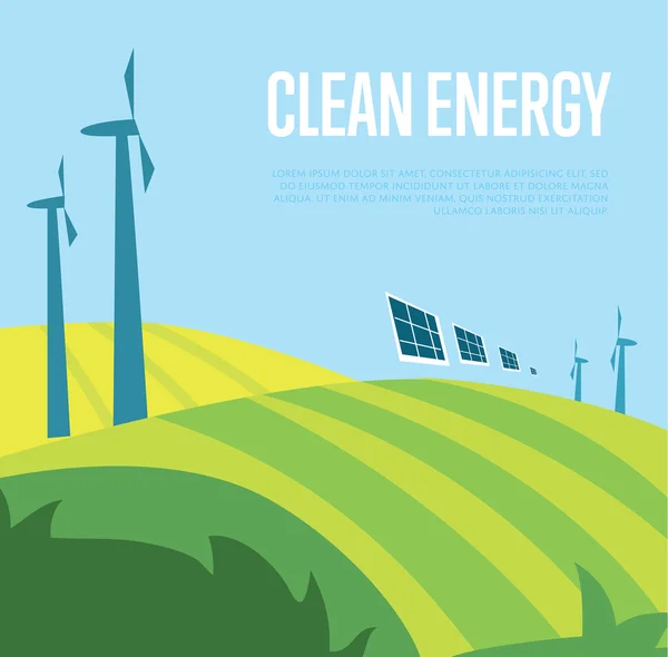 Banner de energia limpa. Produção de energia eólica — Vetor de Stock