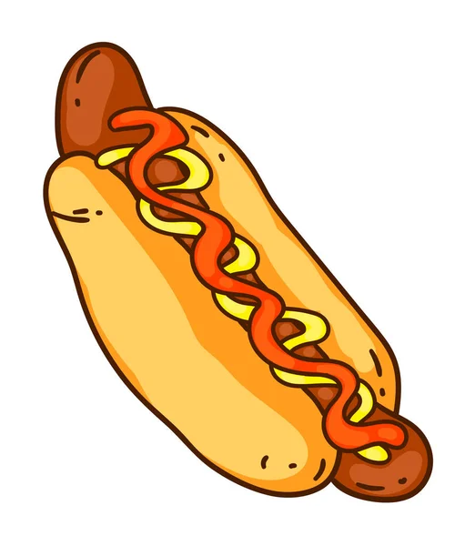 Karikatura hot dog rychlé občerstvení izolované na bílém pozadí — Stockový vektor