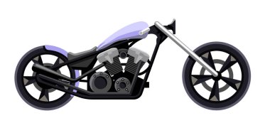 Çizgi film motosikleti beyaz arkaplanda izole edildi