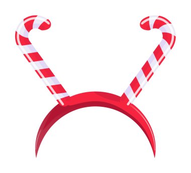 Noel şeker kamışı saç bandı beyaza izole edilmiş