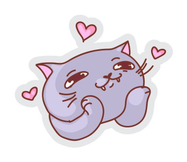 Aşık kedi ifadesi beyaz üzerine izole edilmiş etiket