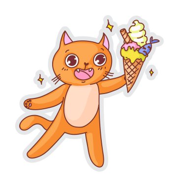 Beyaz arkaplanda dost canlısı kedi etiketi