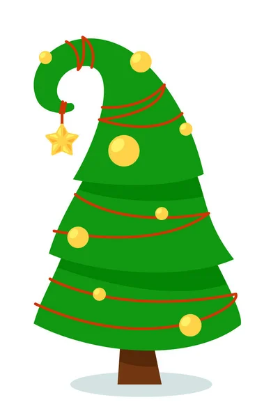 Pin pelucheux vert isolé pour Noël sur blanc — Image vectorielle