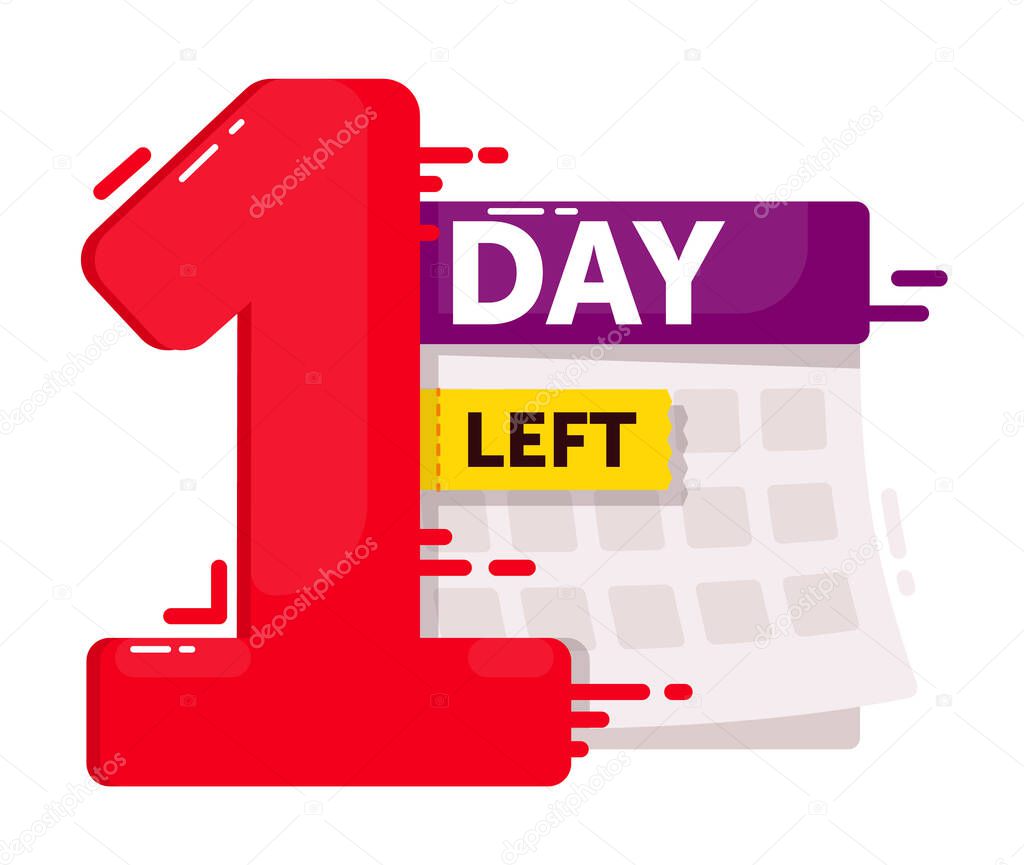 One day left sale countdown sticker isolated on white