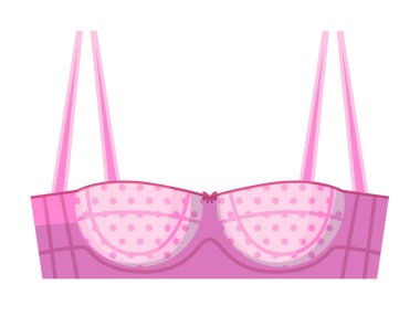 Yumuşak sütyen. Beyaz arka planda izole edilmiş yumuşak fincanlı balkon modeli minyon sütyen. Vektör kadın iç çamaşırı vektör çizimi