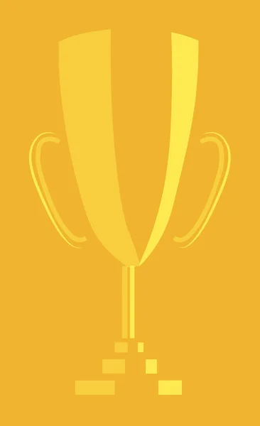 Победитель Золотой Кубок Чемпиона Приз Изолирован Желтый — стоковый вектор