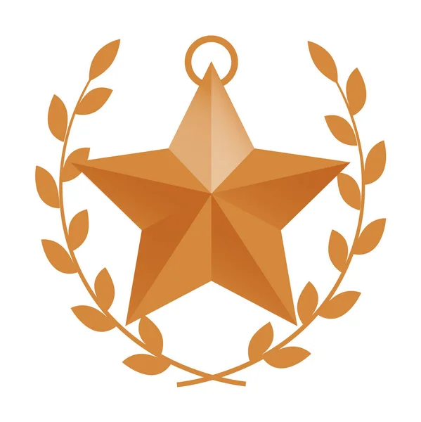 Médaillon Suspendu Forme Étoile Bronze Sur Fond Blanc — Image vectorielle