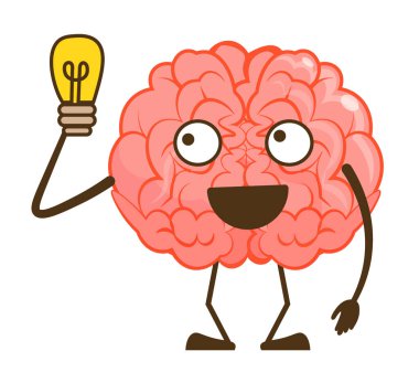 Heyecanlı beyin simgesi beyaza izole edilmiş iyi bir fikir.