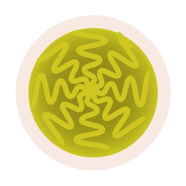 Wasabi sıcak hardal ve sos kasesi. Üst görünümü beyaza izole.