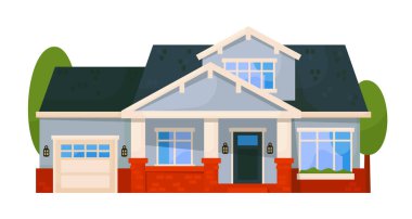 Beyaz arka planda izole edilmiş konut evinin dışı