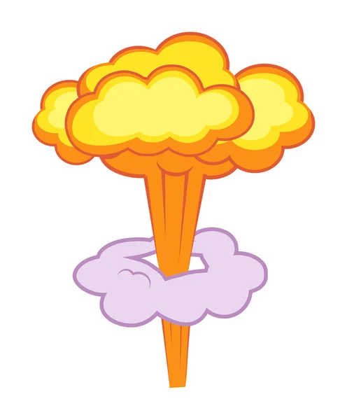 Cartoon Atomic Nuclear Bomb Explosion Mushroom Cloud — Stock Vector