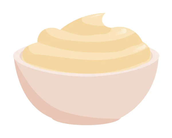 Sauce Mayonnaise Dans Bol Isolé Sur Fond Blanc — Image vectorielle