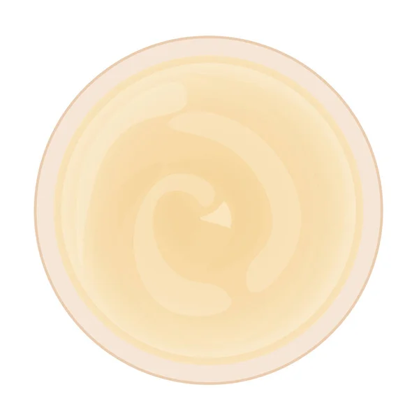 蛋黄酱或酸奶油碗顶部视图隔离在白色上 — 图库矢量图片