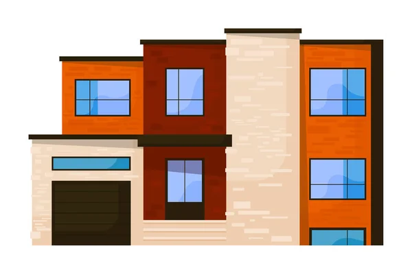 白隔离的住宿和住宿大楼立面 — 图库矢量图片