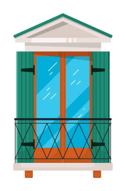 İzole edilmiş klasik dekoratif sahte balkon ev çatısı altında