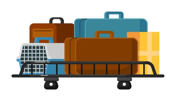 車の荷物ラック白の旅行手荷物袋でいっぱい — ストックベクタ