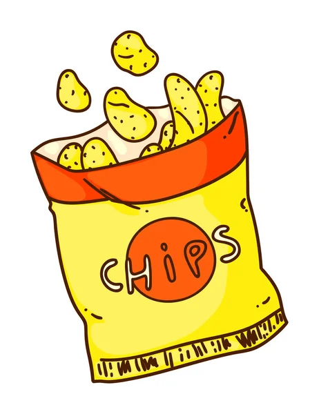 Croustillant Chips Croustillant Fastfood Snack Isolé Sur Blanc — Image vectorielle