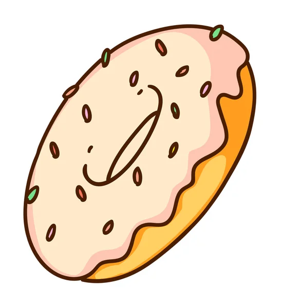 Anillo Donut Dulce Esmaltado Dibujos Animados Aislado Sobre Fondo Blanco — Vector de stock