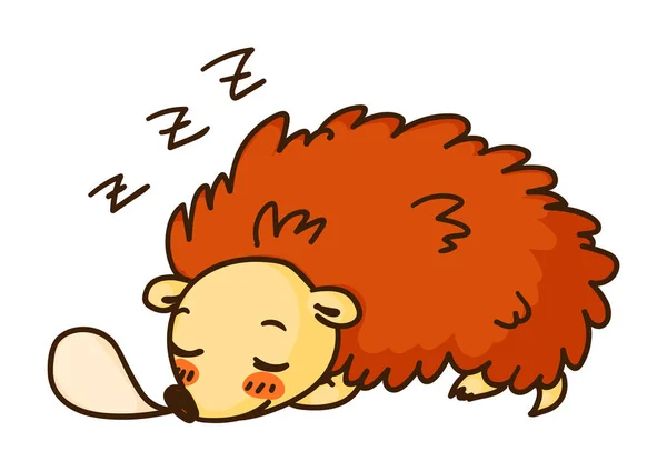 Hedgehog Dormido Lindo Animal Aislado Sobre Fondo Blanco — Vector de stock