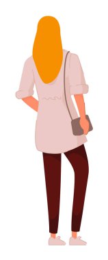 Sarışın, modaya uygun bir kıyafet, omuz arkası manzaralı.