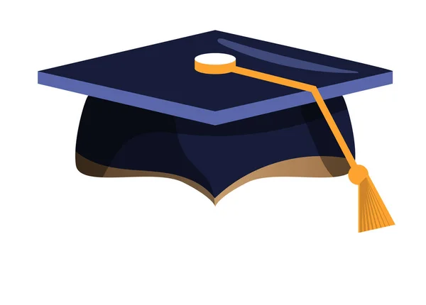 Ακαδημαϊκό Καπέλο Αποφοίτησης Φούντα Λευκό Φόντο — Διανυσματικό Αρχείο