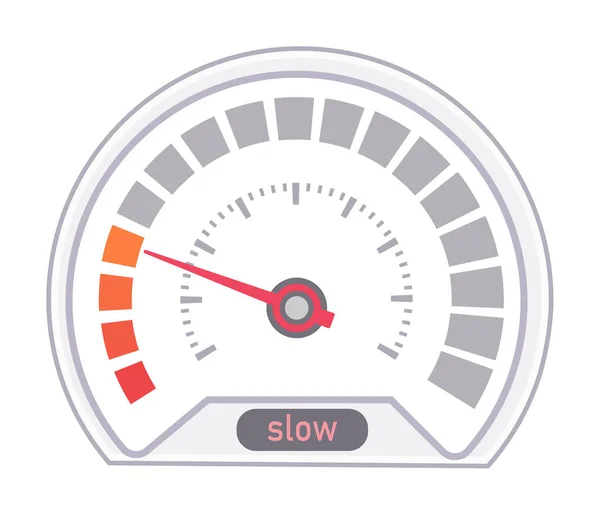 Digitální Rychloměr Indikující Pomalou Rychlost Izolovaný Bílém — Stockový vektor