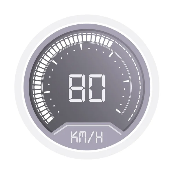 Indikator Speedometer Digital Untuk Dashboard Mobil Pada Warna Putih - Stok Vektor