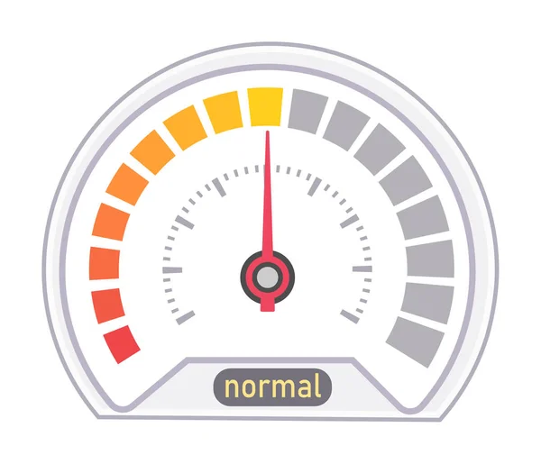 Speedometer Menunjukkan Tingkat Kecepatan Normal Terisolasi Pada Warna Putih - Stok Vektor