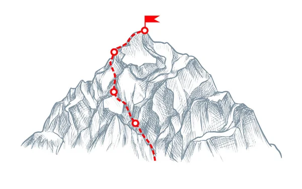 Succès Commercial Mission Esquisse Symbole Montagne Sur Blanc — Image vectorielle