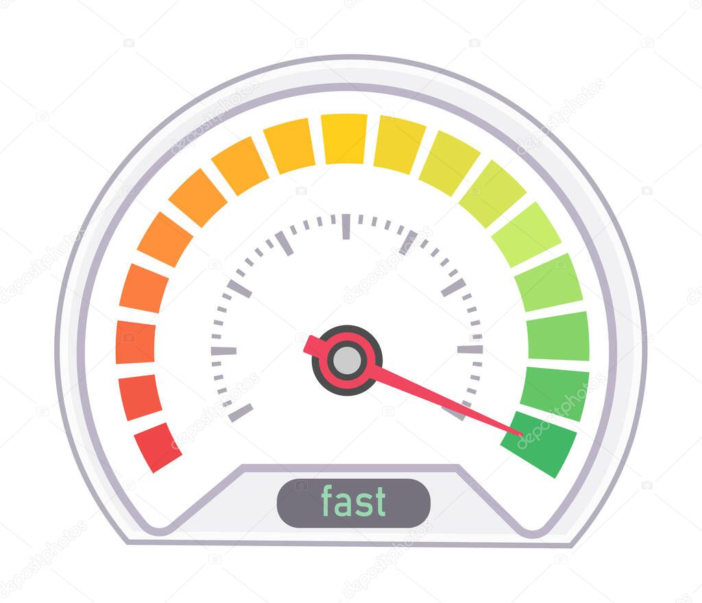 Isolated digital speedometer indicating fast speed motion