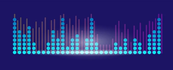 Audio lejátszó kiegyenlítő hanghullám sötét háttér — Stock Vector