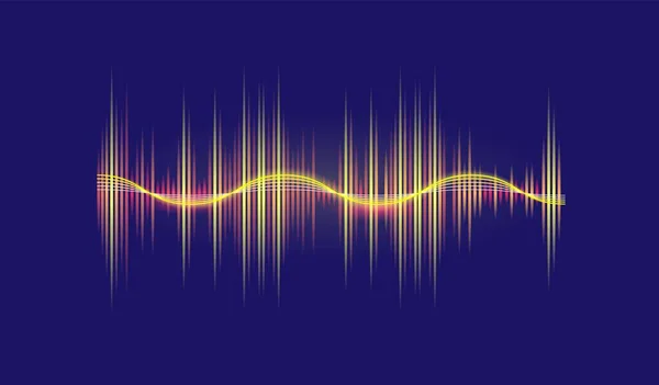 Pulso de áudio e frequência de forma de onda sonora isolados no escuro —  Vetores de Stock